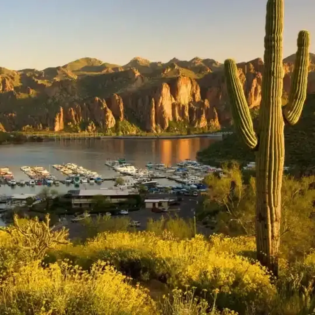Saguaro Lake, Arizona at sunset